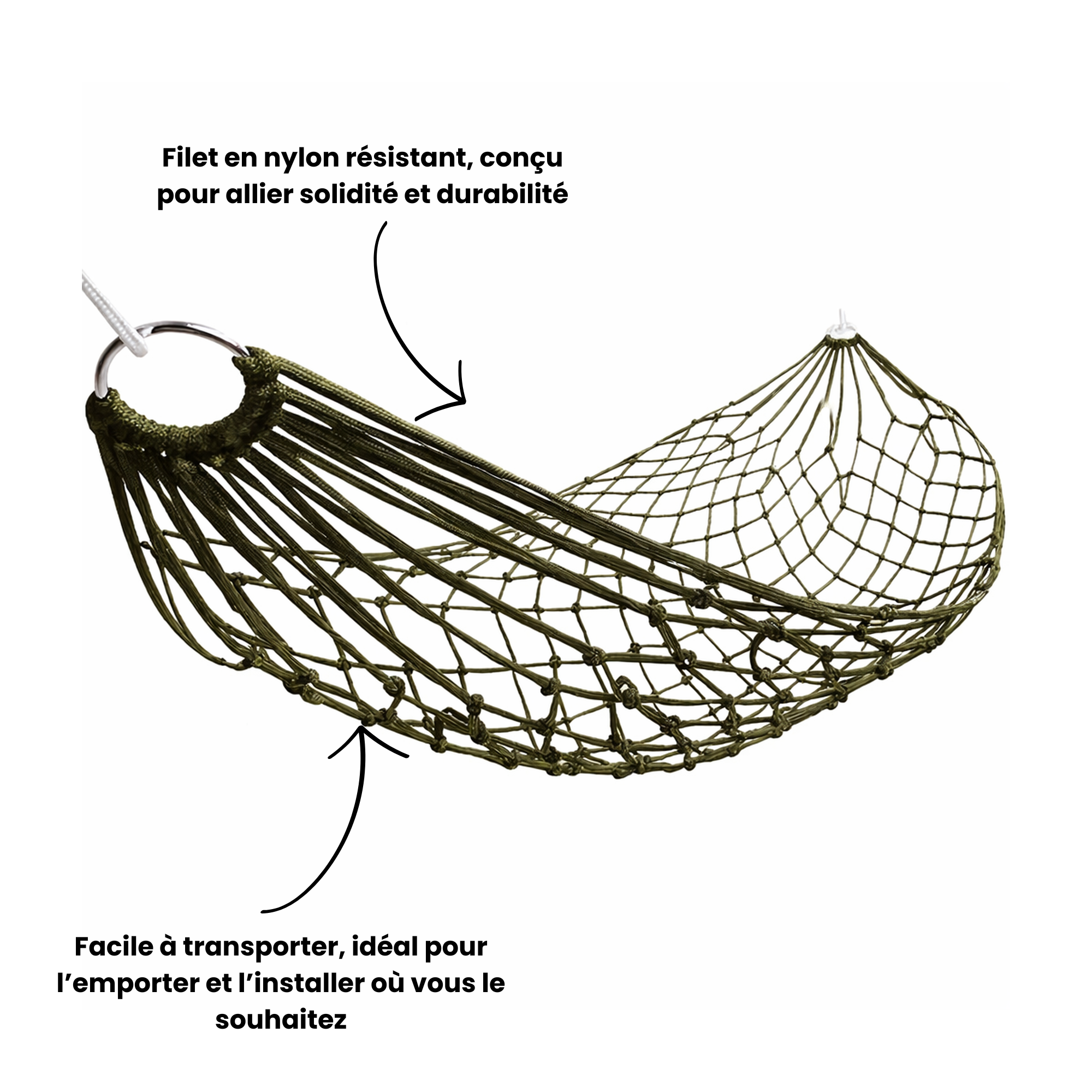 Hamac filet en nylon résistant