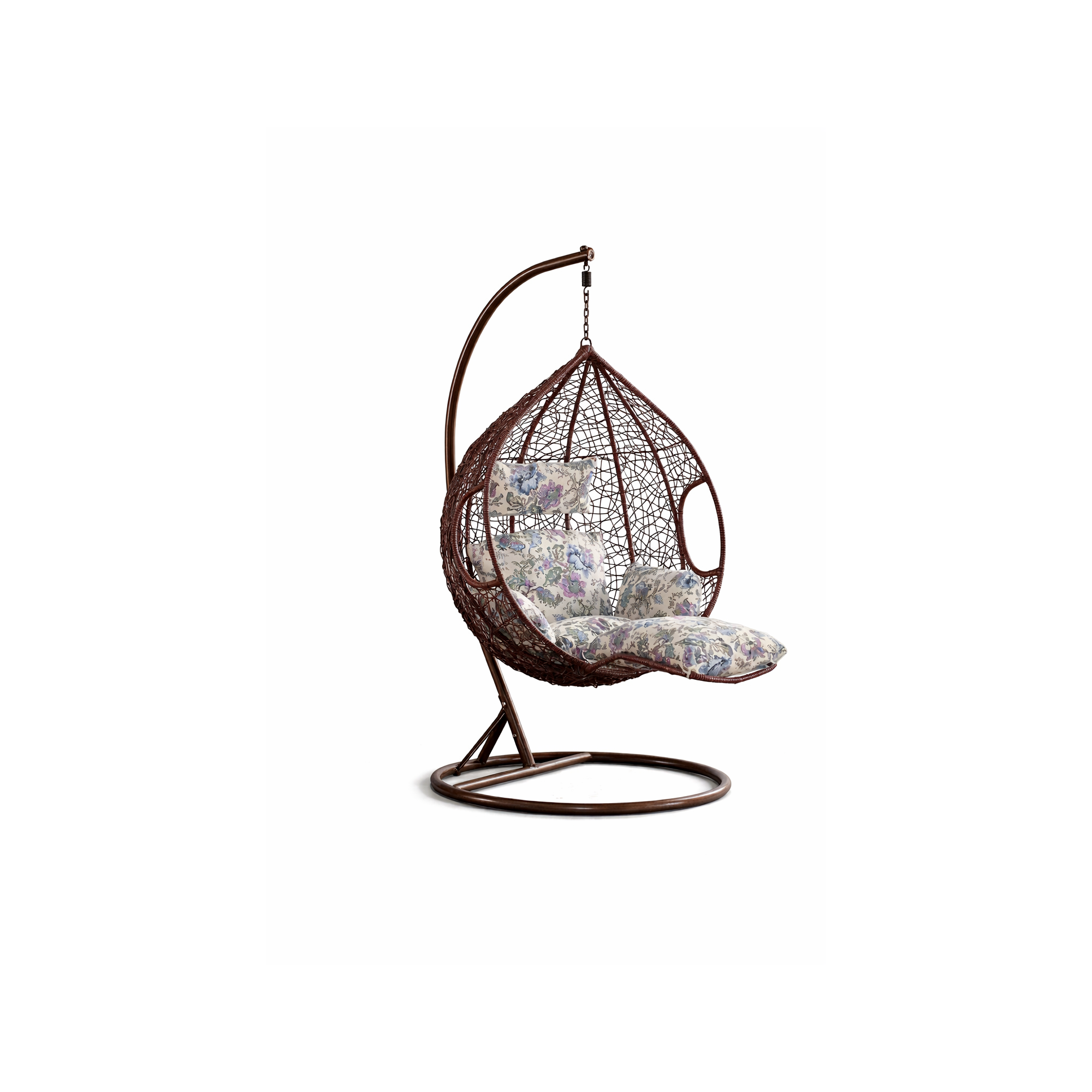 Fauteuil suspendu en métal avec coussins