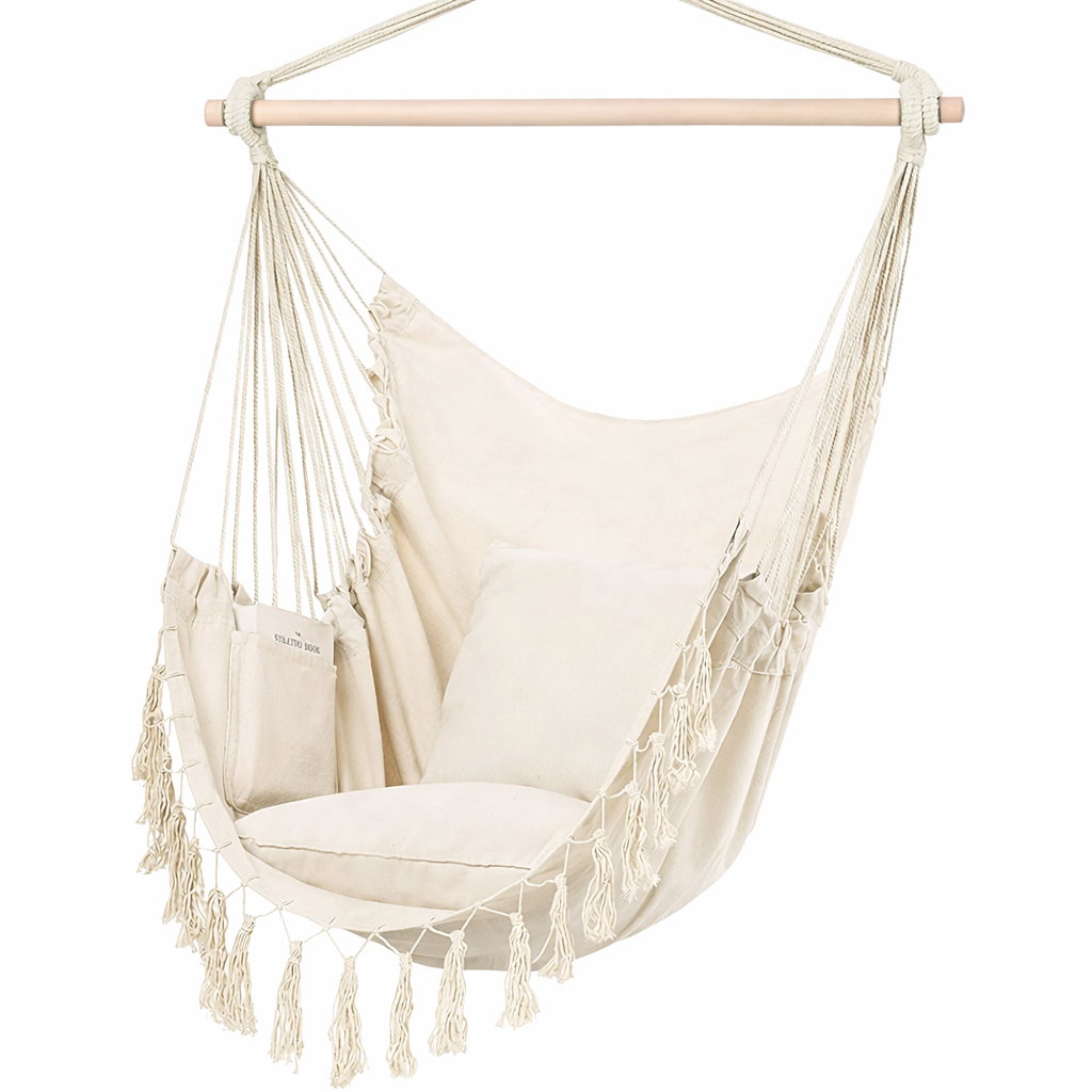 Fauteuil hamac suspendu avec coussins