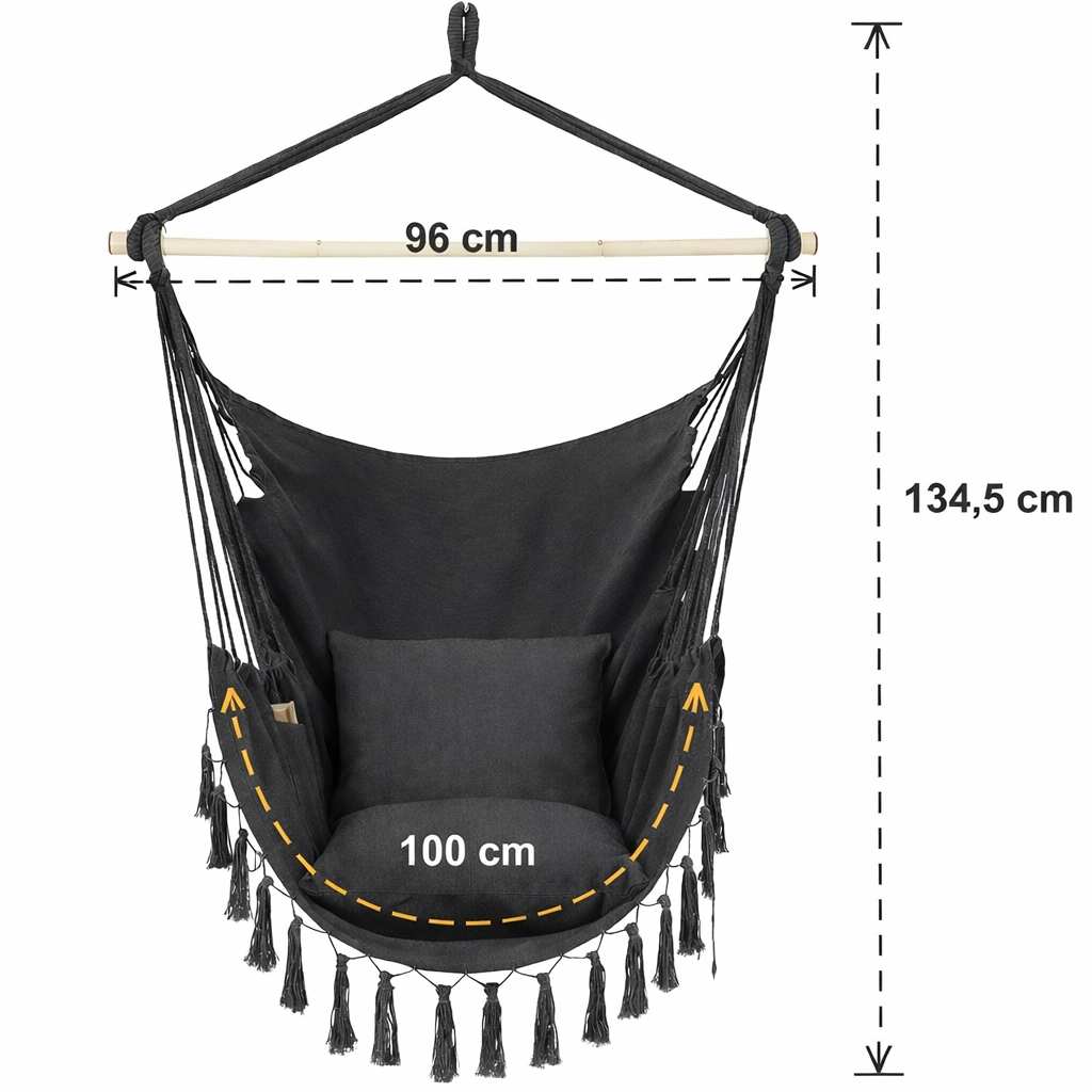 Fauteuil hamac suspendu avec coussins