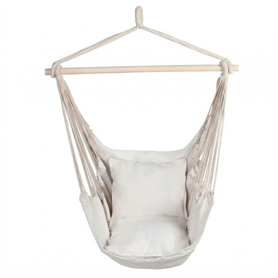 Chaise Hamac Suspendue Tissu Rayé Blanc | Intérieur Extérieur | CALYPSO